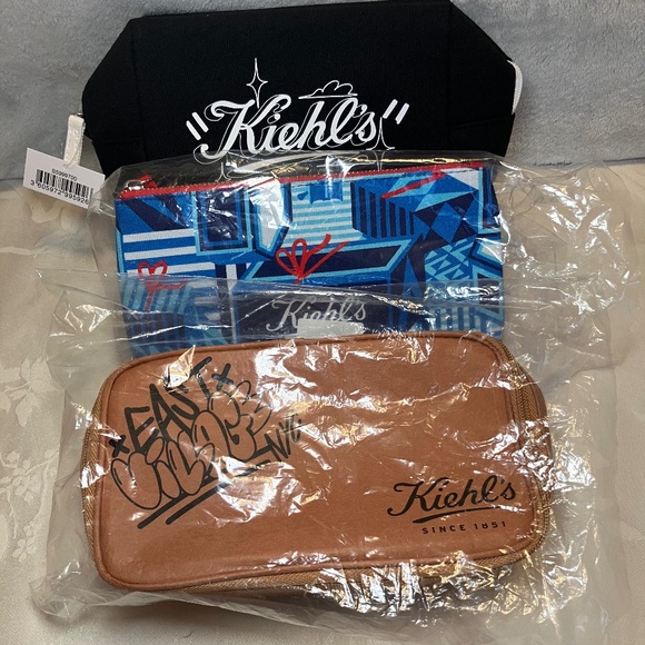 NWT Kiehl’s Cosmetic Makeup Bag Bundle Of Three - Picture 9 of 10
